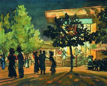 Paisajes Painting - La noche Tverskoy boulevard Konstantin Yuon paisaje urbano vista de la ciudad